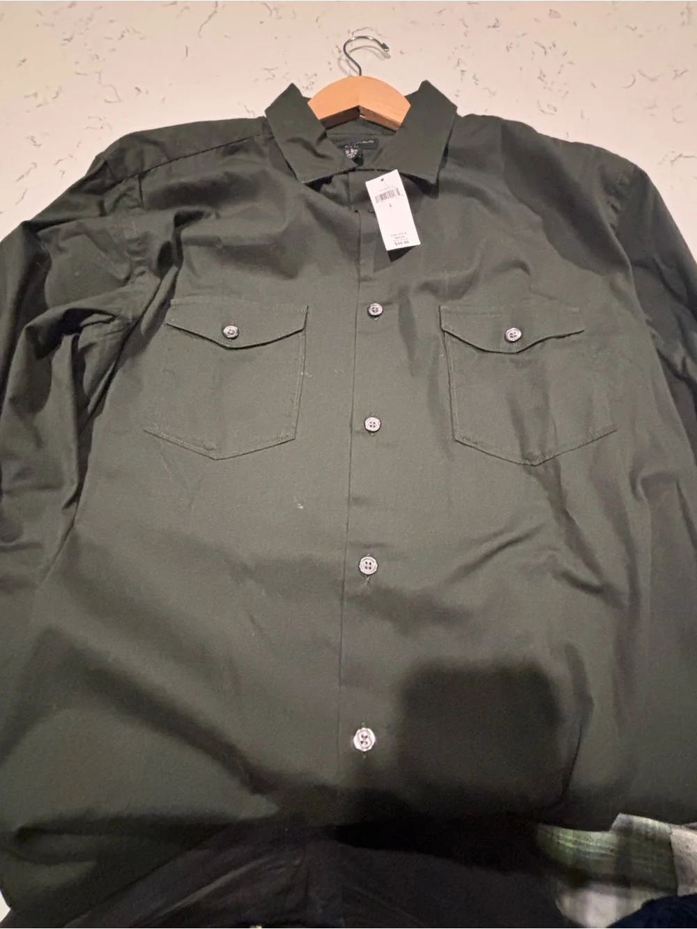 Banana Republic Men's Olive Green Button-Front Dress Shirt
